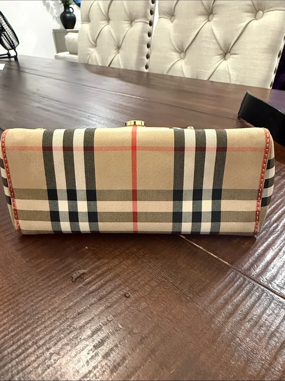 Burberry Tan and Black Clutch/Crossbody with Iconic Design